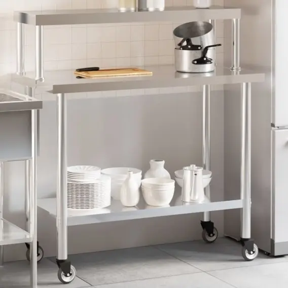Kuchenny stół roboczy z półką, 110x55x120 cm, stal nierdzewna Lumarko! - Hurtownia wielobranżowa Lumarko Ograniczona ilość