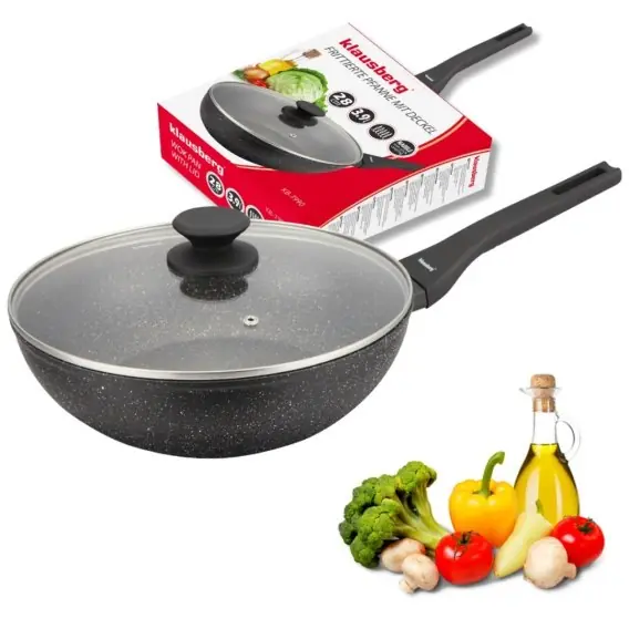 Patelnia Marmurkowa Głęboka Wok 28cm Z Pokrywą... Lumarko Super okazja