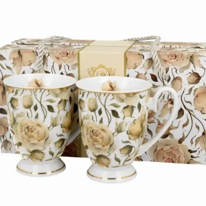 Komplet 2 kubków 320 ml , Roses White, Golden Line Wyprzedaż
