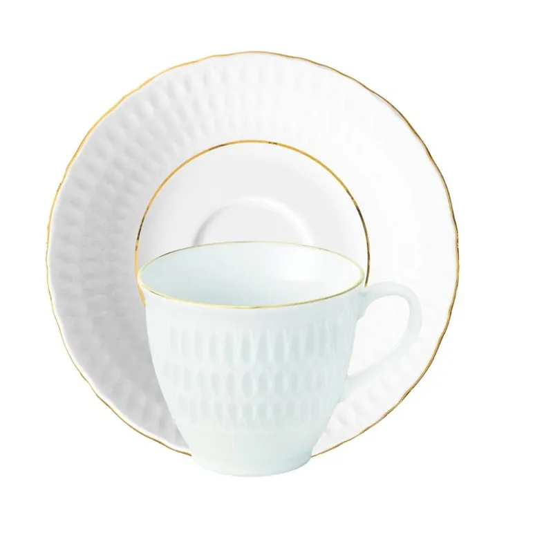 Bezpieczne zakupy Filiżanka 250 ml ze spodkiem 15,7 cm Sofia Złota