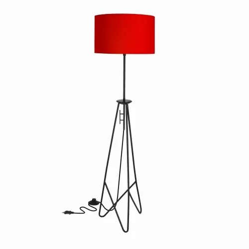 Szybka wysyłka FLOAT Lampa Podłogowa Czarna 1x60W E27 Abażur Czerwony