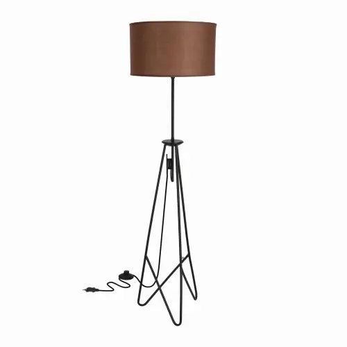 FLOAT Lampa Podłogowa Czarna 1x60W E27 Abażur Timber Ciemny Obniżka ceny