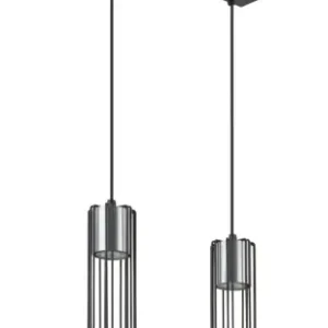 Niska cena FOBIA 2 lampa wisząca prosty czarny/srebrny stal lakierowana
