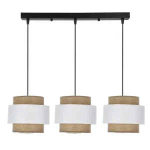 Oferta limitowana FORNI Lampa Wisząca Czarny 3x40W E27 Abażur Biały+orzechowy