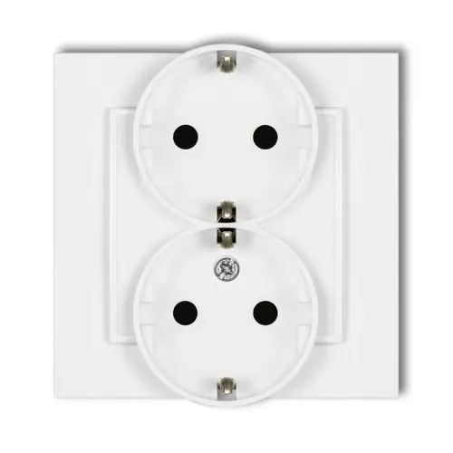 Gniazdo podwójne z uziemieniem SCHUKO 2x(2P+Z) (przesłony torów prądowych) Karlik MINI biały MGP-2sp Kup teraz