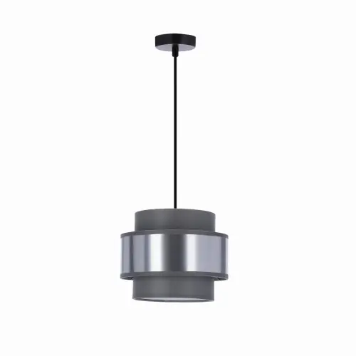 Darmowy zwrot HARE Lampa Wisząca Czarny 1x60W E27 Abażur Szary+srebrny