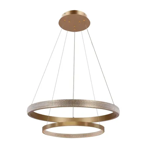 HASHIM Lampa Wisząca 60+40cm Złoty 22W+34W LED Kryształki Bezbarwne Dostępne od ręki