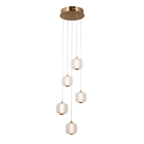 Italux Ganti Lampa wisząca PND-34362-5-HBR-OPAL złoty Wyprzedaż