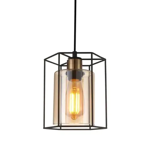 Dodaj do koszyka Italux Kalula Lampa wisząca PND-78901-1-BK+AMB Czarny