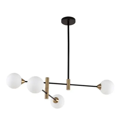 Dostępne od ręki Italux Marino Lampa wisząca PND-9148-4-OPAL Czarny, mosiężny