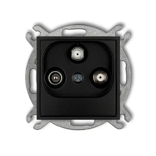 Mechanizm gniazda abonenckiego 2 wyjścia SAT + TV Karlik ICON czarny mat 12IGSN Łatwy zwrot