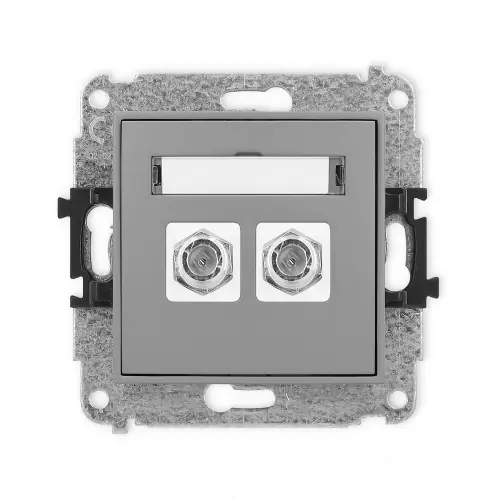 Mechanizm gniazda antenowego podwójnego typu F (SAT) niklowany Karlik ICON szary mat 27IGF-2 Wysoka jakość