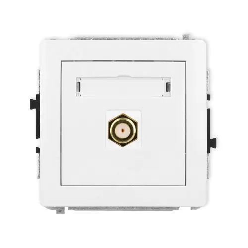Mechanizm gniazda antenowego pojedynczego typu F (SAT) pozłacany Karlik DECO biały mat 25DGF-1.1 Hit sprzedaży