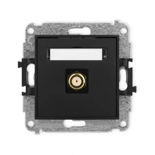Tani Mechanizm gniazda antenowego pojedynczego typu F (SAT) pozłacany Karlik ICON czarny mat 12IGF-1.1