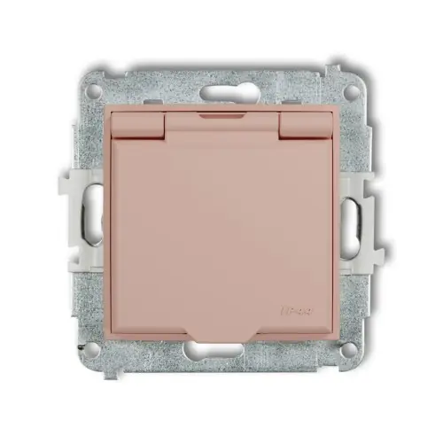 Mechanizm gniazda bryzgoszczelnego z uziemieniem 2P+Z (klapka łososiowa, przesłony torów prądowych) Karlik ICON łososiowy 62IGPB-1zp Ostatnia szansa