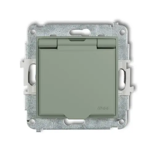 Mechanizm gniazda bryzgoszczelnego z uziemieniem 2P+Z (klapka szałwiowa, przesłony torów prądowych) Karlik MINI szałwiowy 61MGPB-1zp Premium
