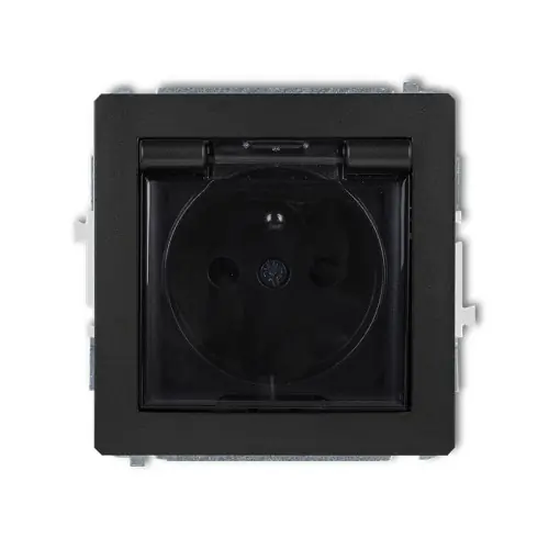 Ekspresowa dostawa Mechanizm gniazda bryzgoszczelnego z uziemieniem SCHUKO 2P+Z (klapka dymna, przesłony torów prądowych) Karlik DECO czarny mat 12DGPB-1zdp