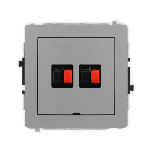 Niska cena Mechanizm gniazda głośnikowego podwójnego, bez pola opisowego Karlik DECO szary mat 27DGGBO-2