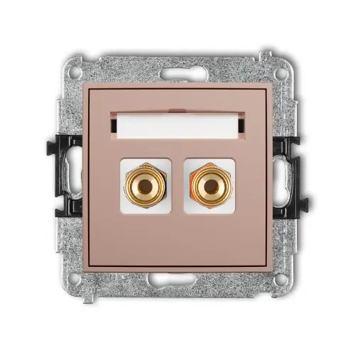 Mechanizm gniazda głośnikowego pojedynczego (typu banan - czerwony i czarny, pozłacany, 4 mm2, skręcany) Karlik ICON łososiowy 62IGG-4 Łatwy zwrot