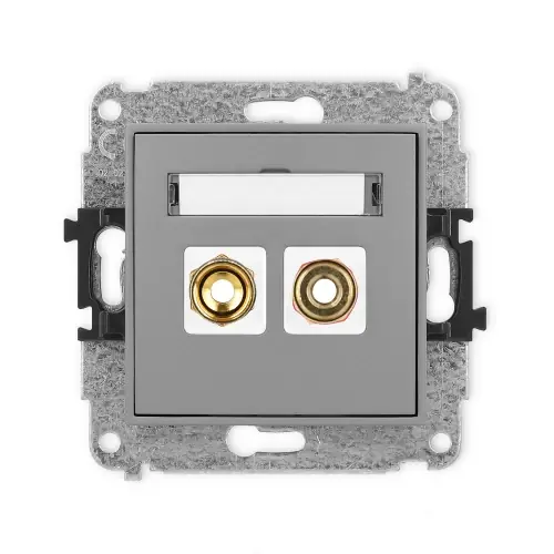 Oferta Mechanizm gniazda głośnikowego pojedynczego (typu banan - czerwony i czarny, pozłacany, 4 mm2, skręcany) Karlik MINI szary mat 27MGG-4