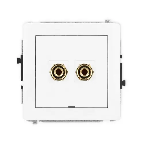 Mechanizm gniazda głośnikowego pojedynczego, bez pola opisowego (typu banan - czerwony i czarny, pozłacany, 4 mm2, do lutowania) Karlik DECO biały mat 25DGGBO-3 Tylko dziś