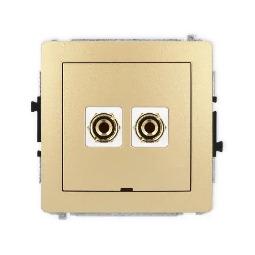 Bestseller Mechanizm gniazda głośnikowego pojedynczego, bez pola opisowego (typu banan - czerwony i czarny, pozłacany, 4 mm2, do lutowania) Karlik DECO złoty 29DGGBO-3