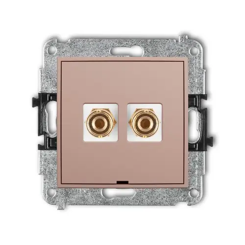 Mechanizm gniazda głośnikowego pojedynczego, bez pola opisowego (typu banan - czerwony i czarny, pozłacany, 4 mm2, do lutowania) Karlik ICON łososiowy 62IGGBO-3 Obniżka ceny