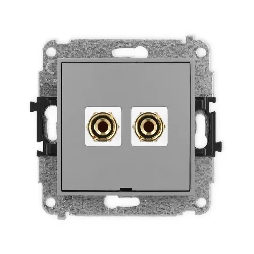 Mechanizm gniazda głośnikowego pojedynczego, bez pola opisowego (typu banan - czerwony i czarny, pozłacany, 4 mm2, do lutowania) Karlik MINI szary mat 27MGGBO-3 Taniej