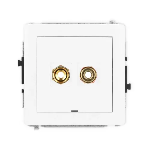 Okazja Mechanizm gniazda głośnikowego pojedynczego, bez pola opisowego (typu banan - czerwony i czarny, pozłacany, 4 mm2, skręcany) Karlik DECO biały mat 25DGGBO-4