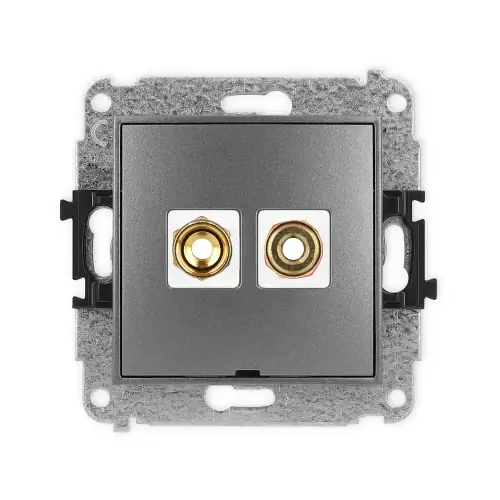 Mechanizm gniazda głośnikowego pojedynczego, bez pola opisowego (typu banan - czerwony i czarny, pozłacany, 4 mm2, skręcany) Karlik ICON grafitowy 11IGGBO-4 Cena promocyjna