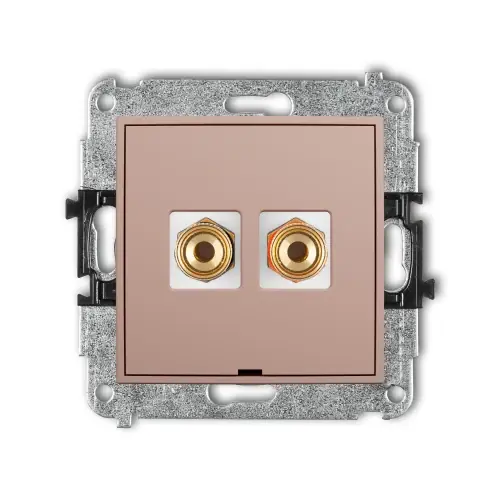 Mechanizm gniazda głośnikowego pojedynczego, bez pola opisowego (typu banan - czerwony i czarny, pozłacany, 4 mm2, skręcany) Karlik ICON łososiowy 62IGGBO-4 Cena promocyjna