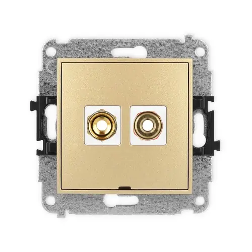 Mechanizm gniazda głośnikowego pojedynczego, bez pola opisowego (typu banan - czerwony i czarny, pozłacany, 4 mm2, skręcany) Karlik ICON złoty 29IGGBO-4 Wyprzedaż