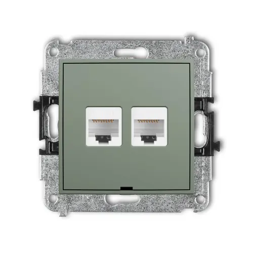 Wyjątkowa oferta Mechanizm gniazda komputerowego podwójnego 2xRJ45, kat. 5e, 8-stykowy, bez pola opisowego Karlik ICON szałwiowy 61IGKBO-2