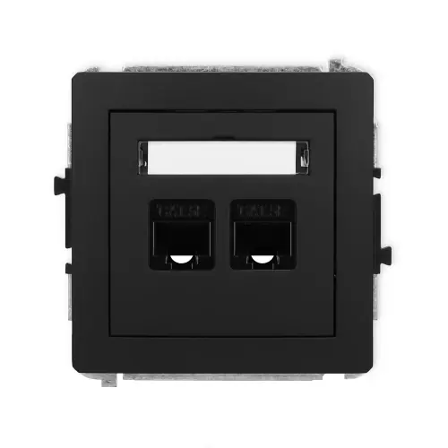 Ekspresowa dostawa Mechanizm gniazda komputerowego podwójnego 2xRJ45, kat. 5e, 8-stykowy Karlik DECO czarny mat 12DGK-2