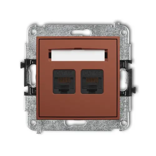 Kup teraz Mechanizm gniazda komputerowego podwójnego 2xRJ45, kat. 5e, 8-stykowy Karlik ICON terakota 63IGK-2