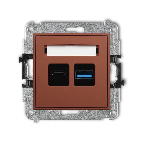 Cena promocyjna Mechanizm ładowarki USB podwójnej USB C + USB A, 20W max. Karlik MINI terakota 63MCUSB-8