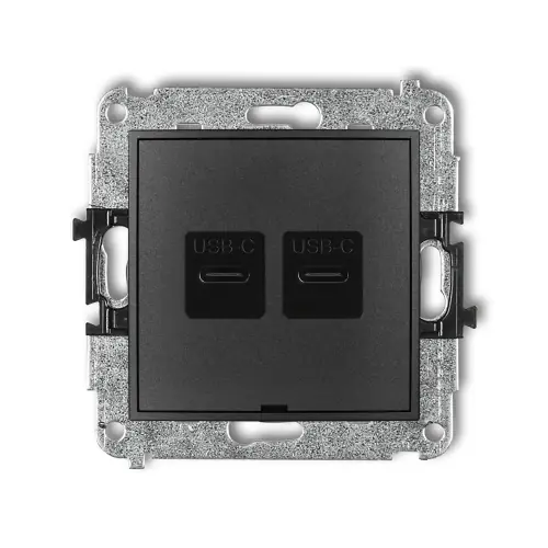 Ekspresowa dostawa Mechanizm ładowarki USB podwójnej 2xUSB C, 20W max., bez pola opisowego Karlik ICON grafitowy 11ICUSBBO-7