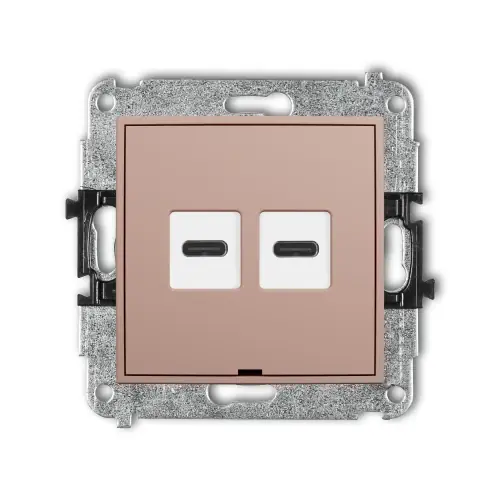 Zniżka Mechanizm ładowarki USB podwójnej 2xUSB C, 20W max., bez pola opisowego Karlik ICON łososiowy 62ICUSBBO-7