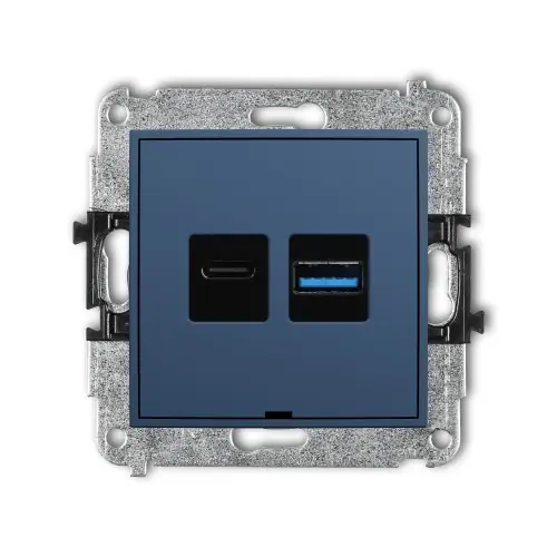 Mechanizm ładowarki USB podwójnej USB C + USB A, 20W max., bez pola opisowego Karlik ICON navy blue 64ICUSBBO-8 Wyprzedaż