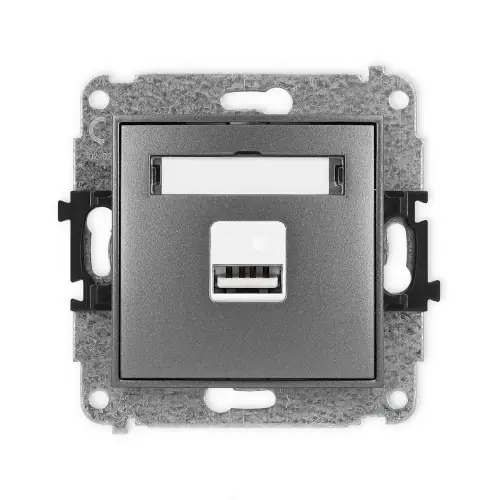 Wysoka jakość Mechanizm ładowarki USB pojedynczej USB A, 10W max., 5V, 2A Karlik ICON grafitowy 11ICUSB-3