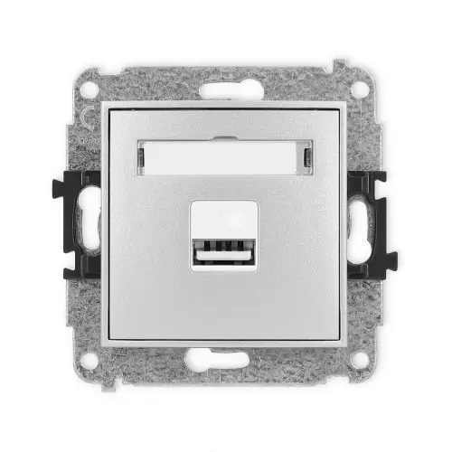 Tani Mechanizm ładowarki USB pojedynczej USB A, 10W max., 5V, 2A Karlik ICON srebrny metalik 7ICUSB-3