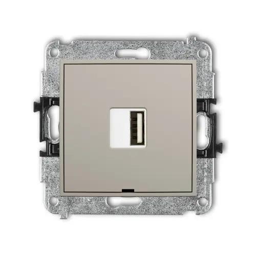 Zamów teraz Mechanizm ładowarki USB pojedynczej USB A, 10W max., 5V, 2A, bez pola opisowego Karlik ICON taupe 60ICUSBBO-3