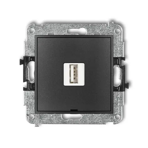 Hit cenowy Mechanizm ładowarki USB pojedynczej USB A, 10W max., 5V, 2A, bez pola opisowego Karlik MINI grafitowy 11MCUSBBO-3