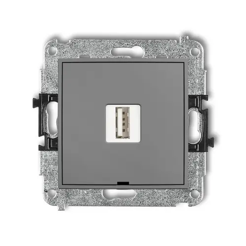 Mechanizm ładowarki USB pojedynczej USB A, 10W max., 5V, 2A, bez pola opisowego Karlik MINI szary mat 27MCUSBBO-3 Oferta czasowa