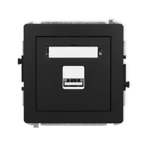 Dostępne od ręki Mechanizm ładowarki USB pojedynczej USB A, 5W max., 5V, 1A Karlik DECO czarny mat 12DCUSB-1