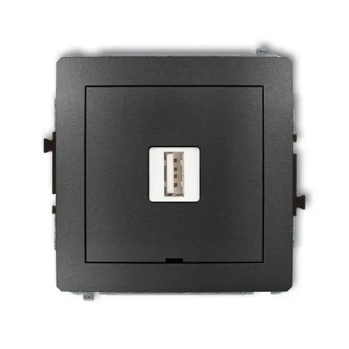 Mechanizm ładowarki USB pojedynczej USB A, 5W max., 5V, 1A, bez pola opisowego Karlik DECO grafitowy 11DCUSBBO-1 Kup teraz