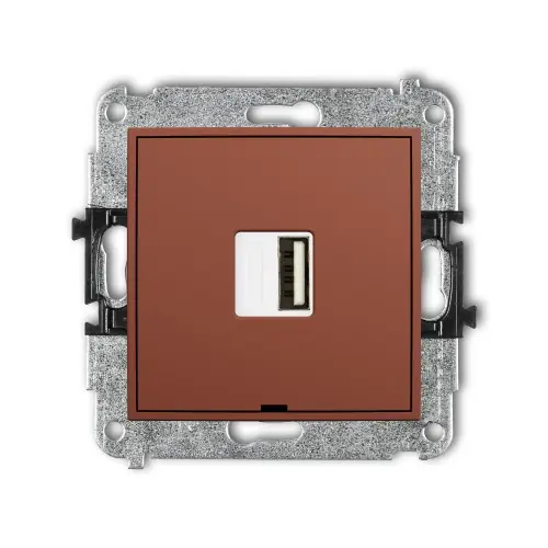 Hit sprzedaży Mechanizm ładowarki USB pojedynczej USB A, 5W max., 5V, 1A, bez pola opisowego Karlik ICON terakota 63ICUSBBO-1