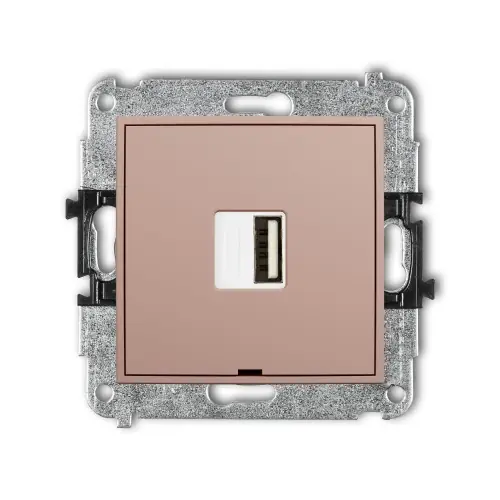 Mechanizm ładowarki USB pojedynczej USB A, 5W max., 5V, 1A, bez pola opisowego Karlik MINI łososiowy 62MCUSBBO-1 Rabat