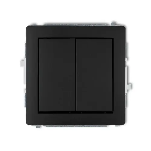 Mechanizm łącznika jednobiegunowego ze schodowym (dwa klawisze bez piktogramów, wspólne zasilanie) Karlik DECO czarny mat 12DWP-10.11 Oferta