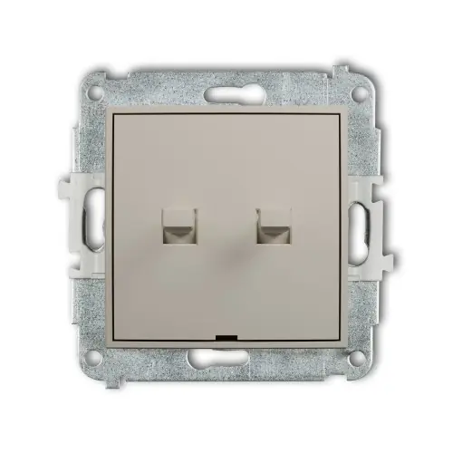 Super okazja Mechanizm łącznika jednobiegunowego ze schodowym w stylu amerykańskim (dwa klawisze bez piktogramów,wspólne zasilanie) Karlik MINI taupe 60MWPUS-10.11